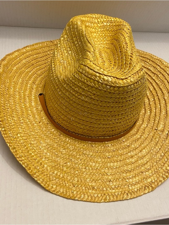 Cato Accessories - Cato Arlin Straw Yellow Cowgirl Hat With Adjustable Chin Strap.
